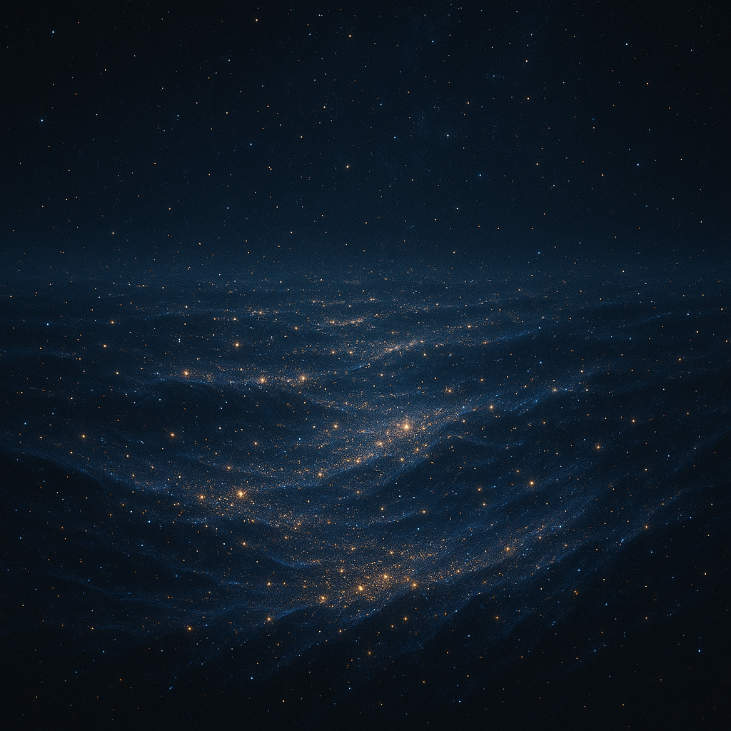 Mar de estrellas y galaxia azul del concepto visual de Universo Lüar